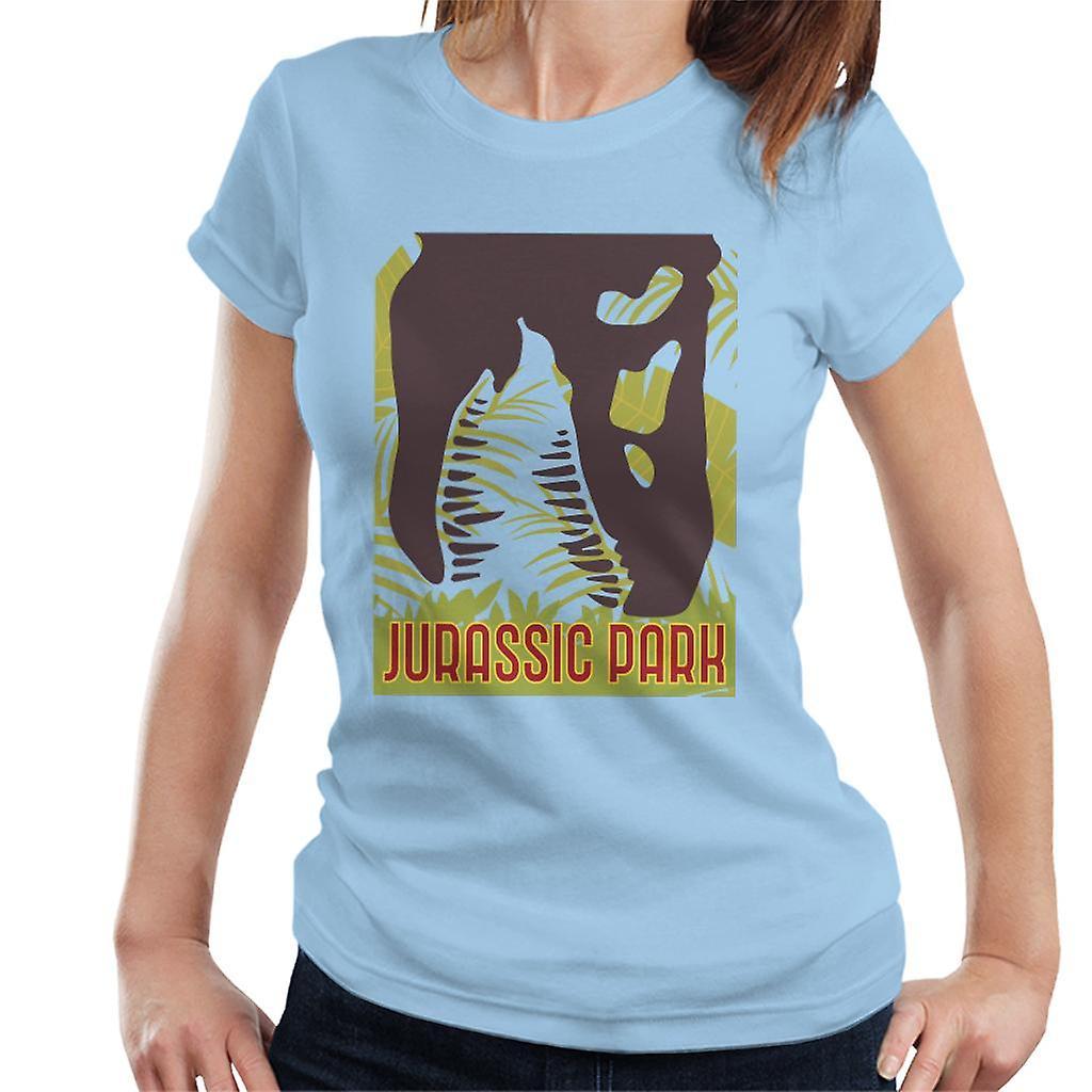 Jurassic Park T Rex Skeleton Silhouette Eating Women's T-Shirt Sky Blue Large