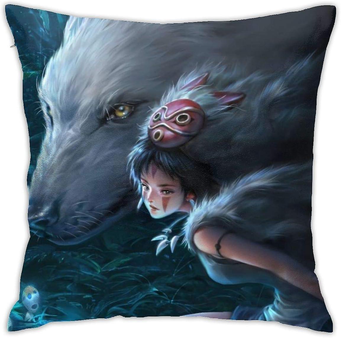 Kerota Princess Mononoke Throw Pillow Covers 18 X 18 Inch, Pillow Case Modern Cushion Cover Square Pillowcase Decoration. 45x45cm