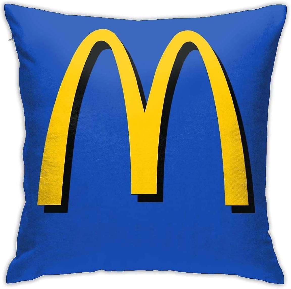 Kerota McDonalds Logo Print Design Cotton Linen Decor Throw Pillow Case Pillow Cover Home Decor for Sofa Car Bedroom 18"x18" AA-15271 45x45cm