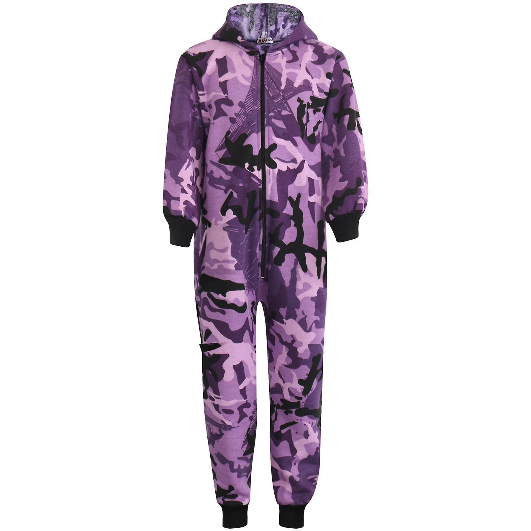 A2Z 4 Kids Kids Girls Boys Camouflage Purple A2Z One Piece All In One Jumpsuit 5-13 Yr 13 Years