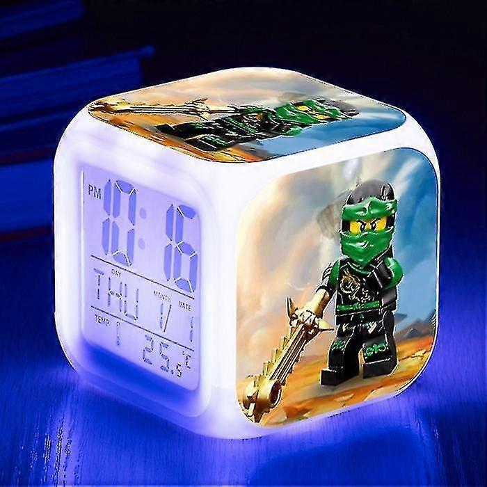 Bluezoo Ninja Children Cartoon Alarm Clock Led Digital Colorful Square Clock Creative Gift Small Alarm Clock Style 28-sy