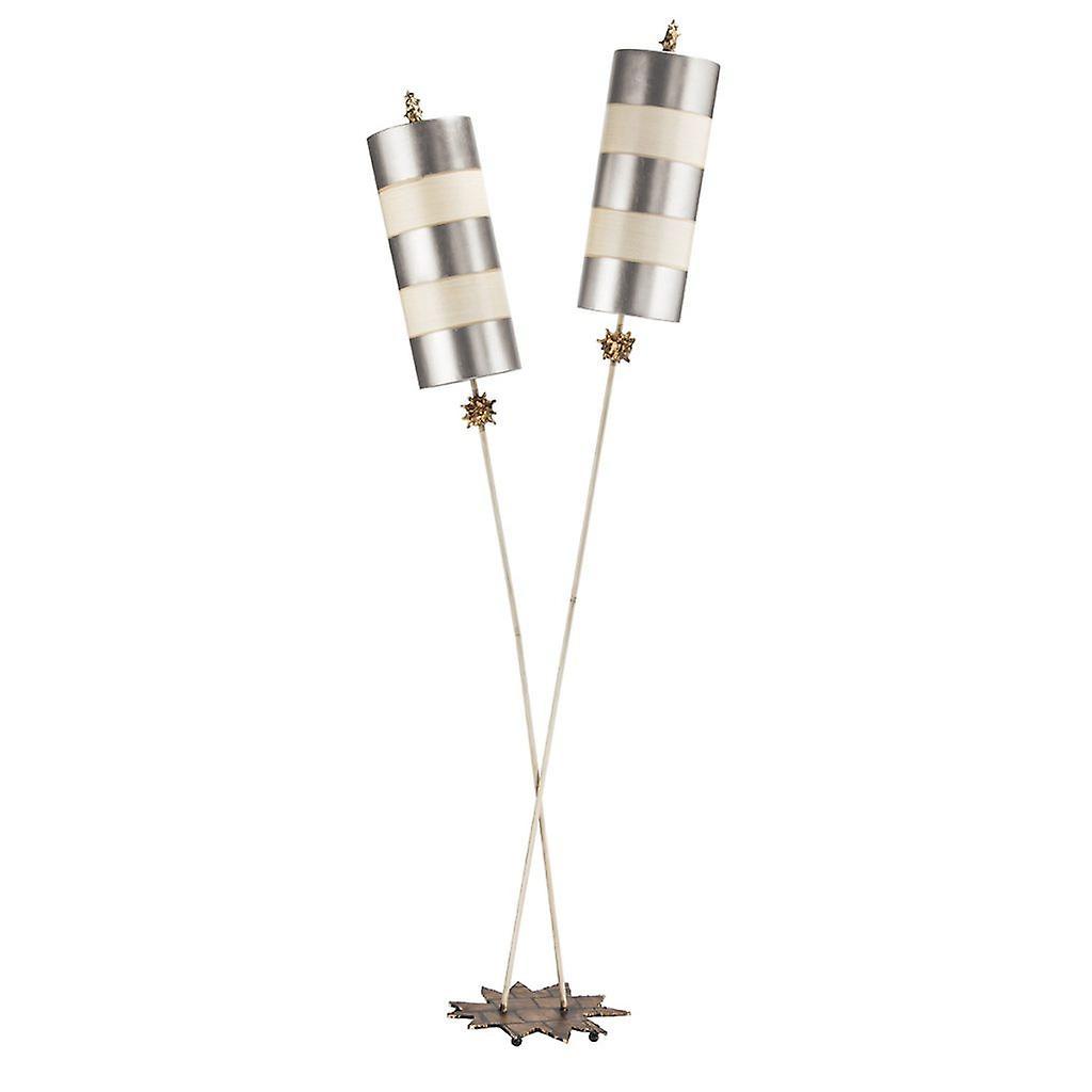 Nettle Luxe 2 Light Floor Lamp Silver Beige E27