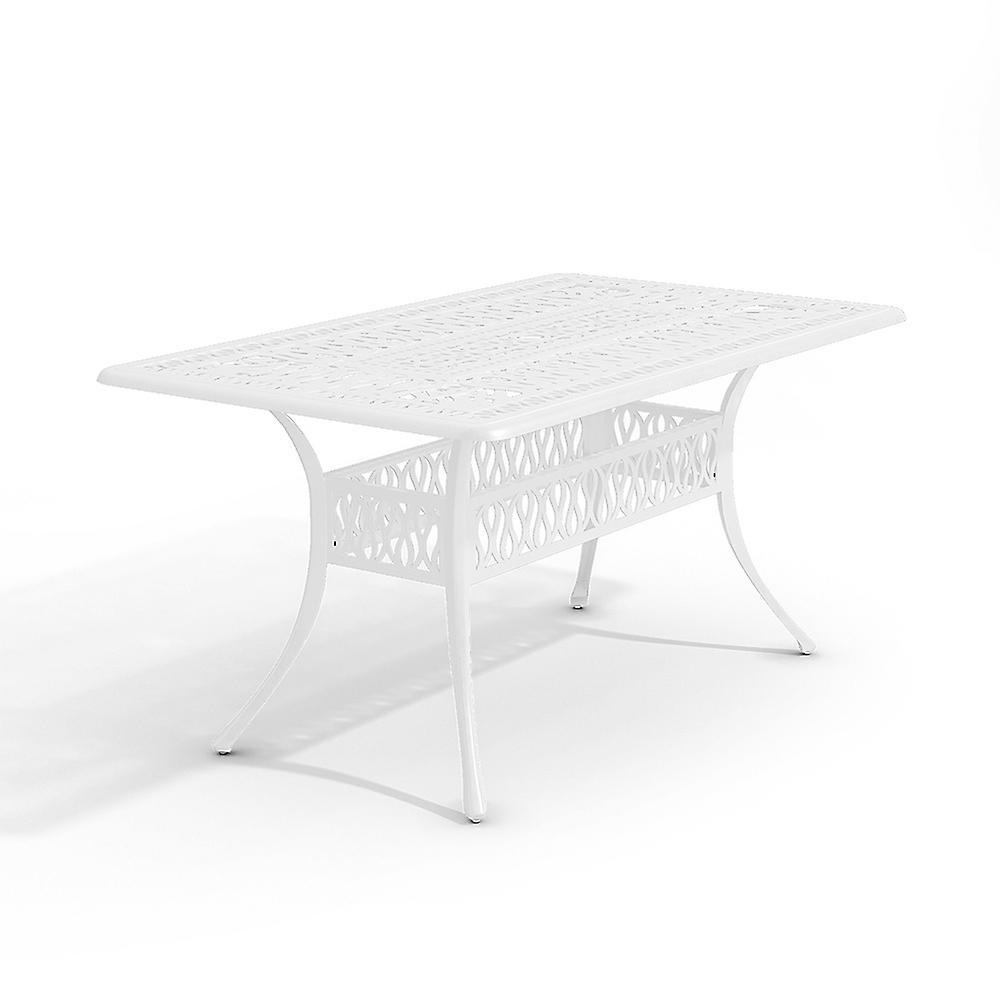 Living And Home Vintage Rectangular Cast Aluminum Garden Bistro Table White