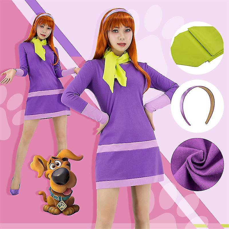 Cryin Dazcos Daphne Cosplay Costume Daphne Purple Dress Women Halloween Carnival Party Uniform Set L