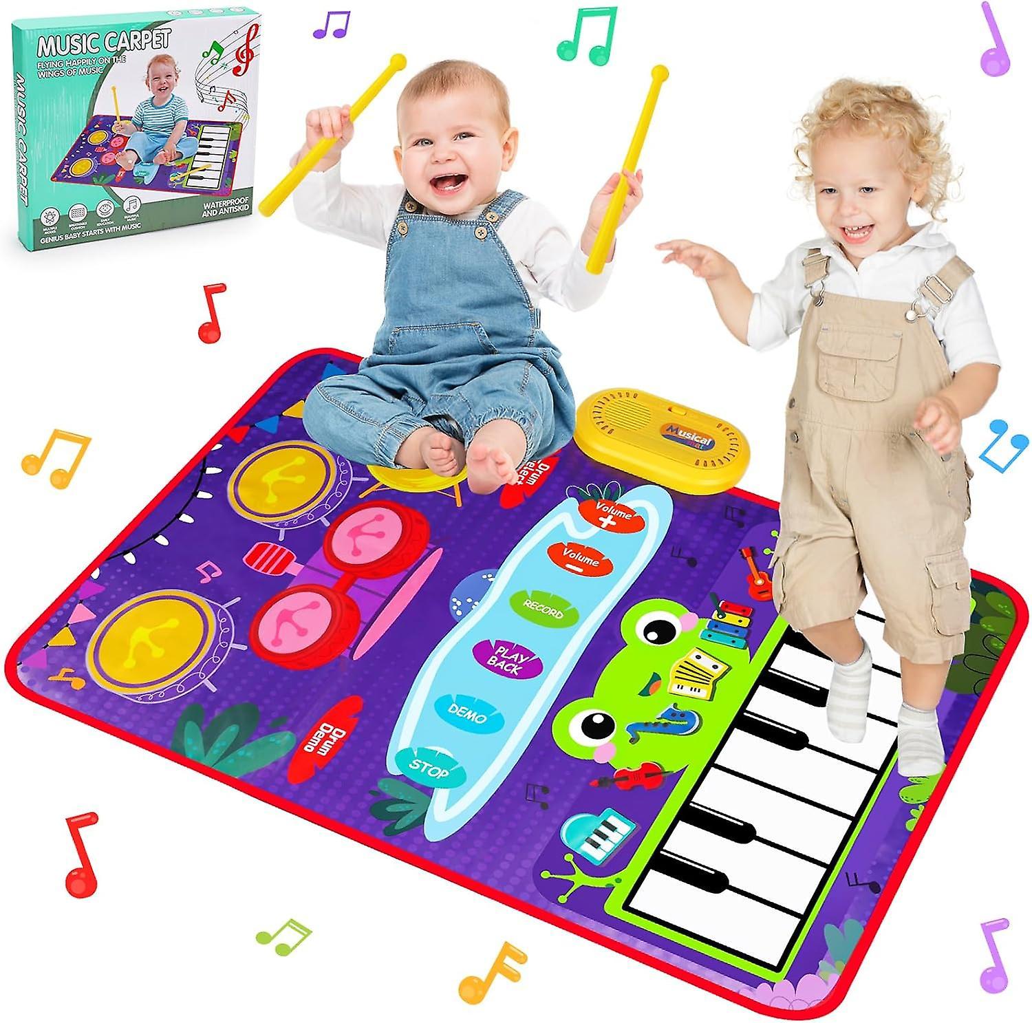 Maromalife 2 In 1 Musical Toys For Toddlers 1-3 Piano Keyboard & Drum Mat, Music Sensory Play Mat Baby Toys For 1 Year Old Developmental Toddler Gi...