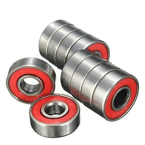 Slowmoose Double Shielded, High-carbon Steel,  Single Row Deep Groove Ball Bearing 608RS-Red