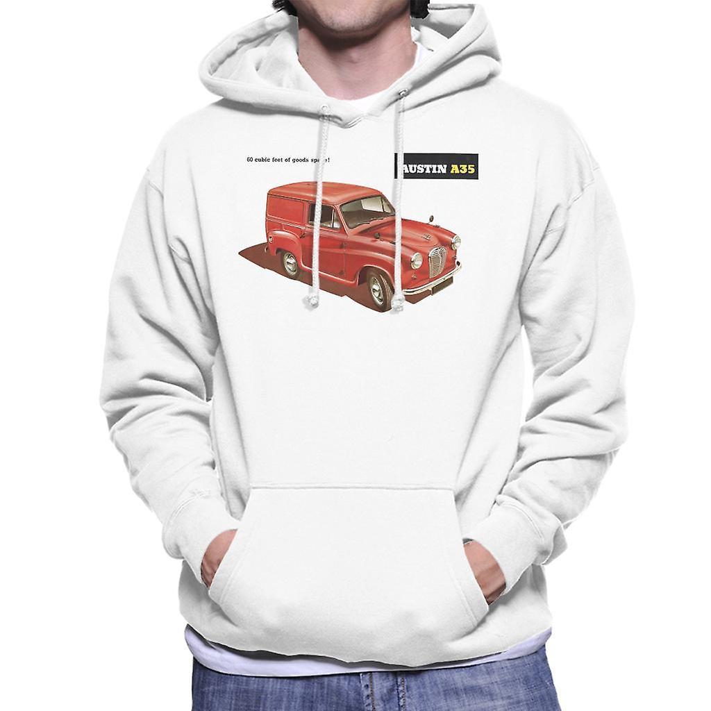 Austin A35 Goods Space British Motor Heritage Men's Hooded Sweatshirt White X-Large