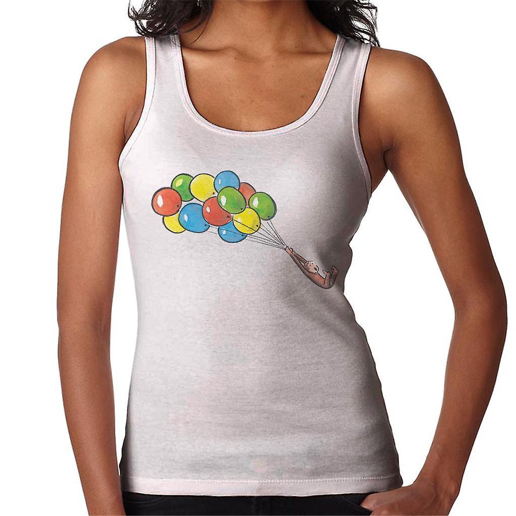 Curious George Balloon Flying Backwards Women's Vest White Small