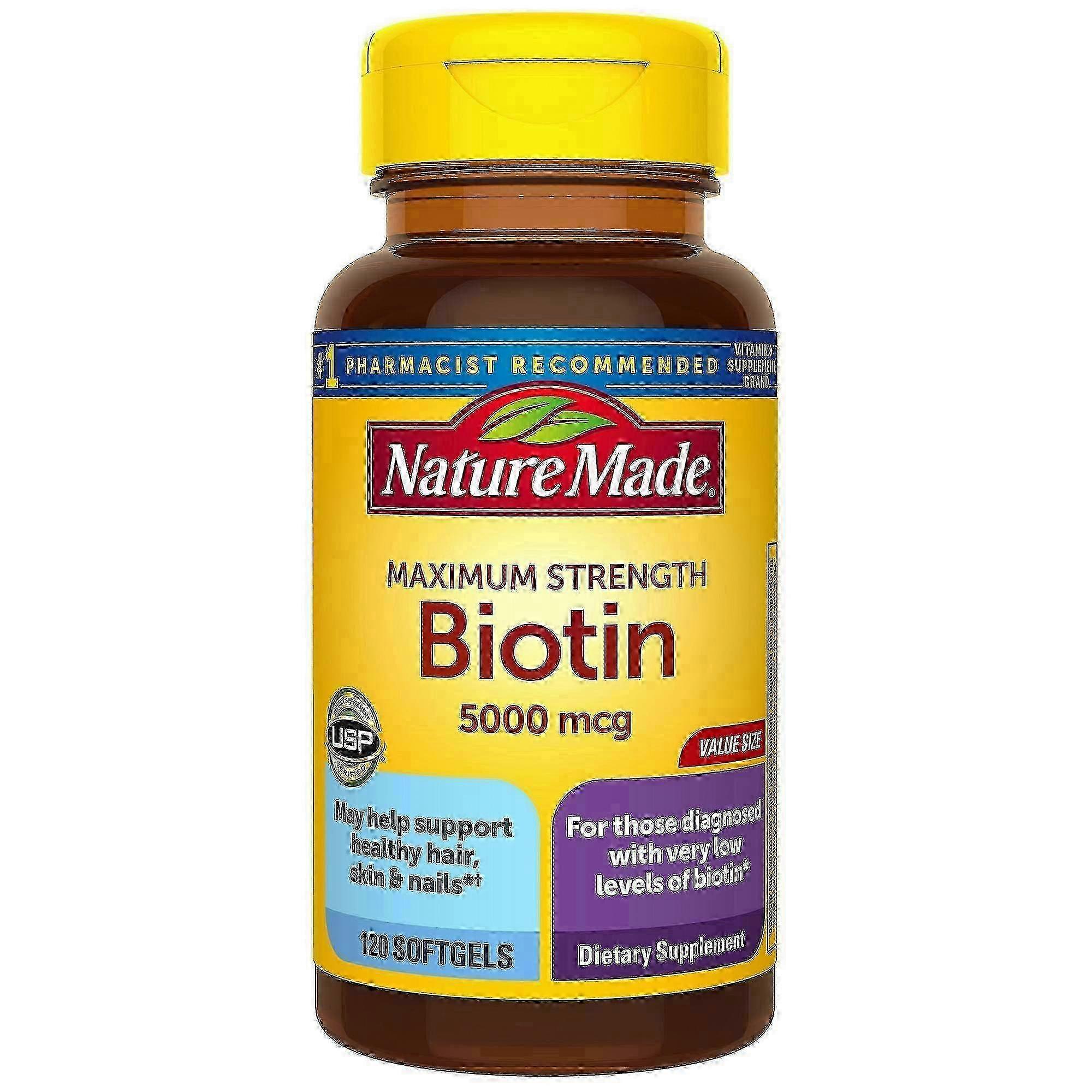 Nature Made Maximum Strength Biotin 5000 Mcg, Softgels, 120 Ea