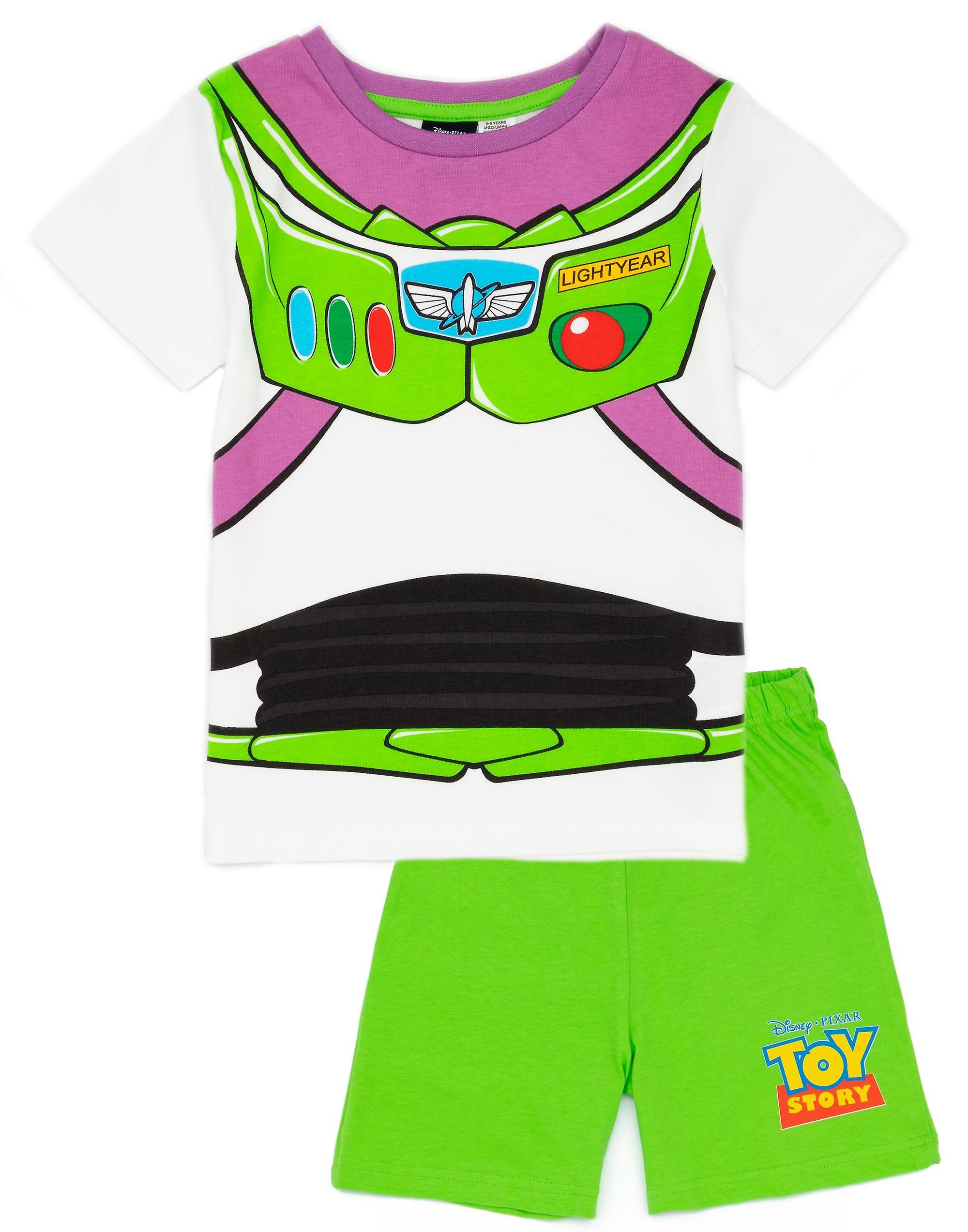 Vanilla Underground Disney x Toy Story Boys Short Sleeve Short Leg Pyjama Set Green Buzz Costume 3-4 Years