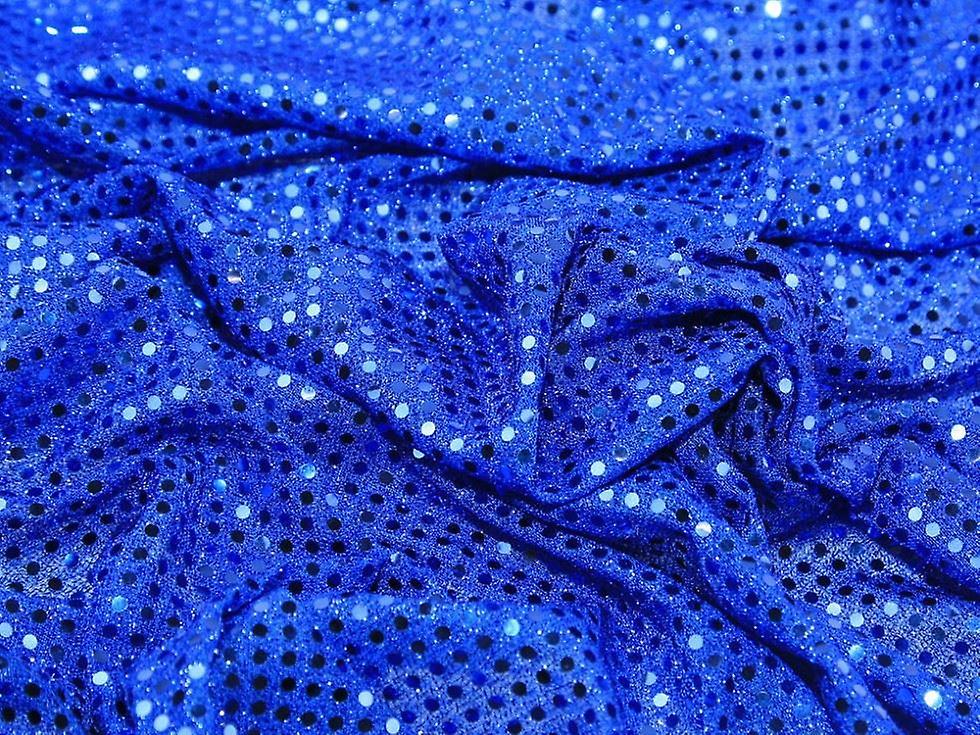 Minerva Sequin Stretch Knit Fabric Royal Blue - per metre