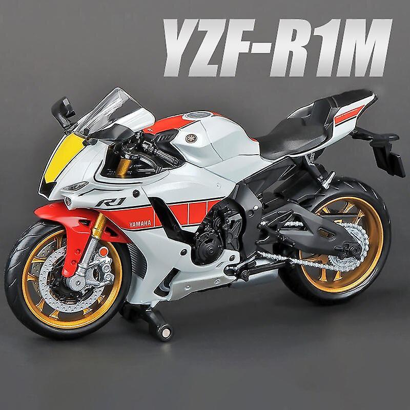 1:12 Yamaha Yzf-r1m 60th Anniversary Motorcycle Model Toy Vehicle Collection Autobike Shork-absorber Off Road Autocycle Toys Car Toy Cars White no box