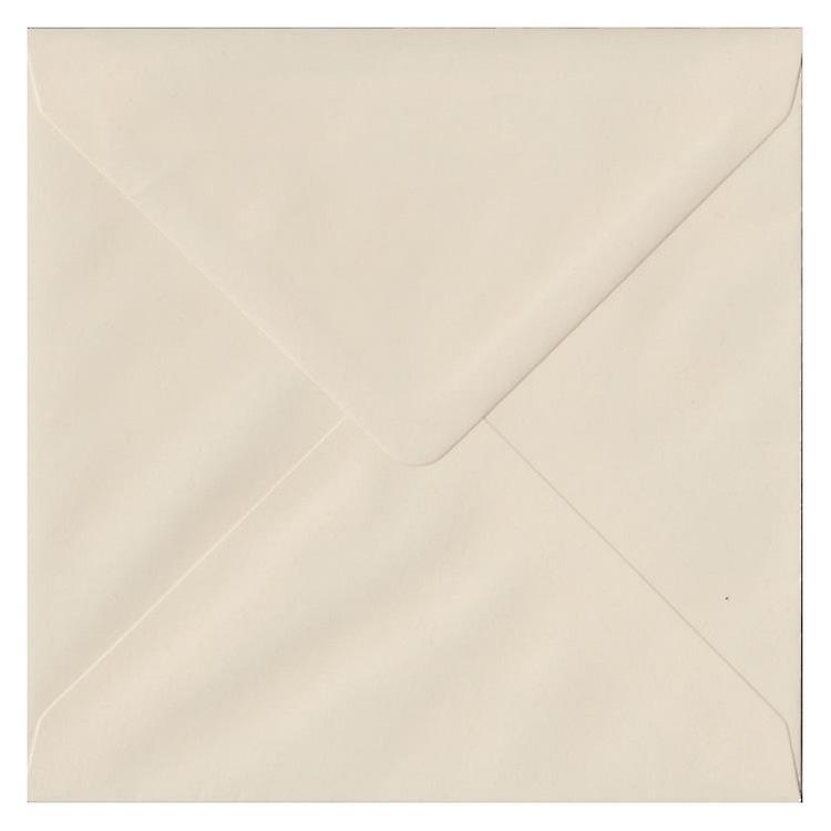 ColorSono Vanilla Gummed 130mm Square Coloured Pale Cream Envelopes. 100gsm FSC Sustainable Paper. 130mm x 130mm. Banker Style Envelope. 50