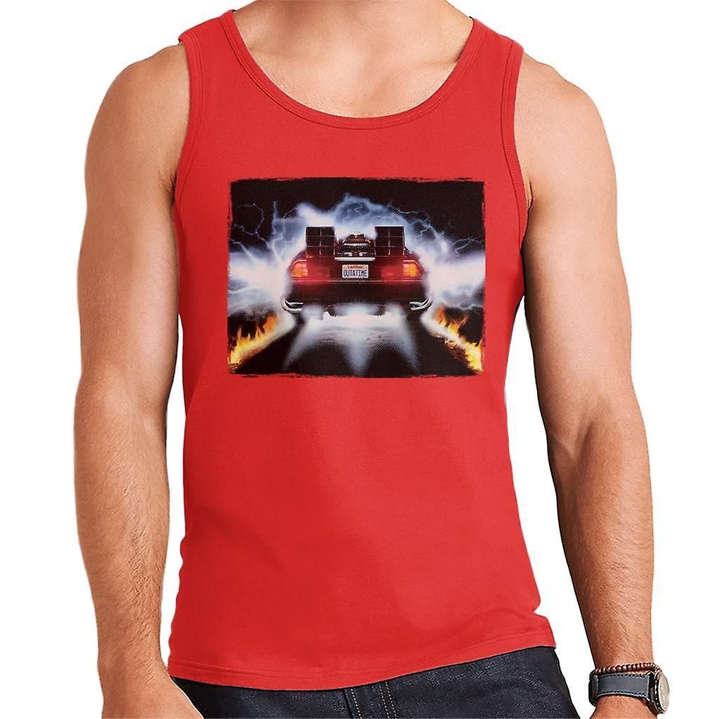 Back to the Future Delorean Taking Off For Time Travel Men's Vest Red Medium