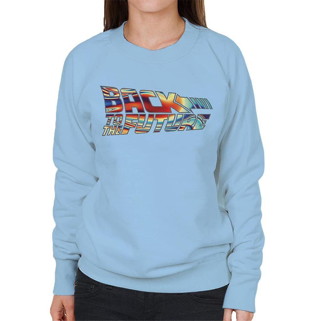 Back to the Future Psychedelic Logo Women's Sweatshirt Sky Blue Large