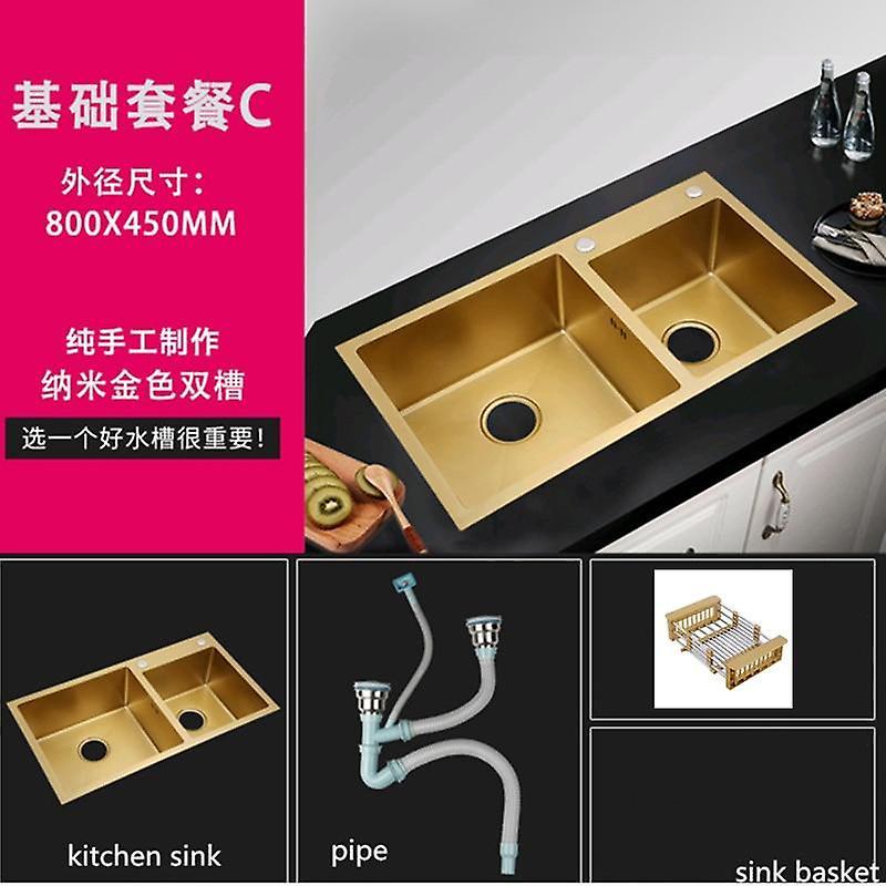 Slowmoose Steel Sink Above Counter With Strainer- Drain Hair Catcher 80x45