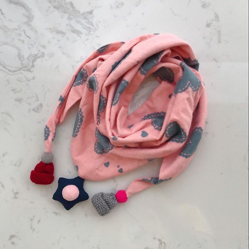 Slowmoose Baby Triangle Bib Scarves - Autumn Winter Shawl, Cotton Neck Collars Warm Kids pink heart