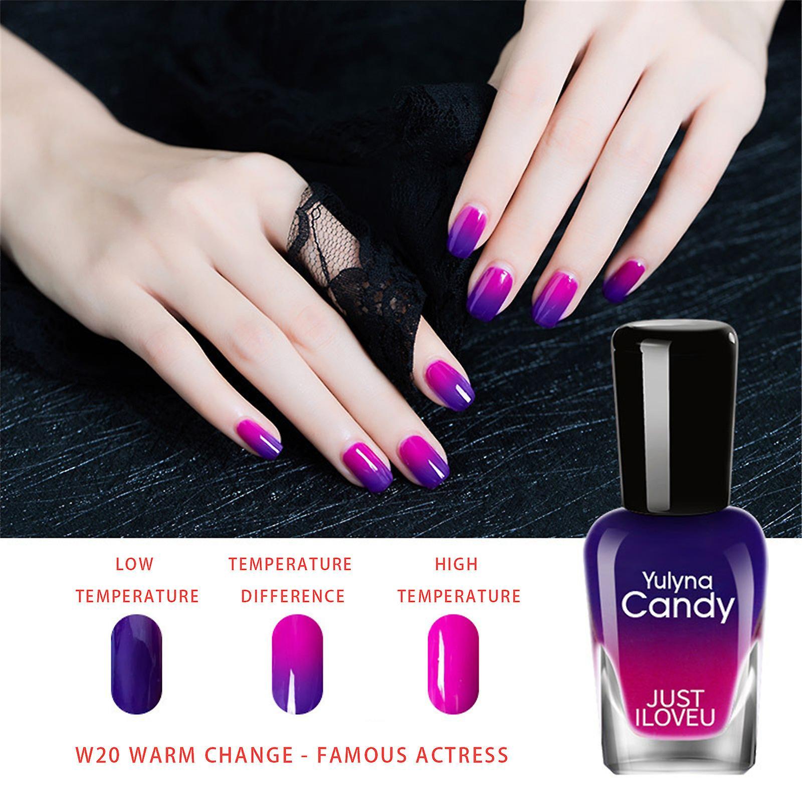 Gaoguang Color Change Nail Polish Temperature Change Nail Polish Color Temperature Control Nail-Oil 7ml Purple