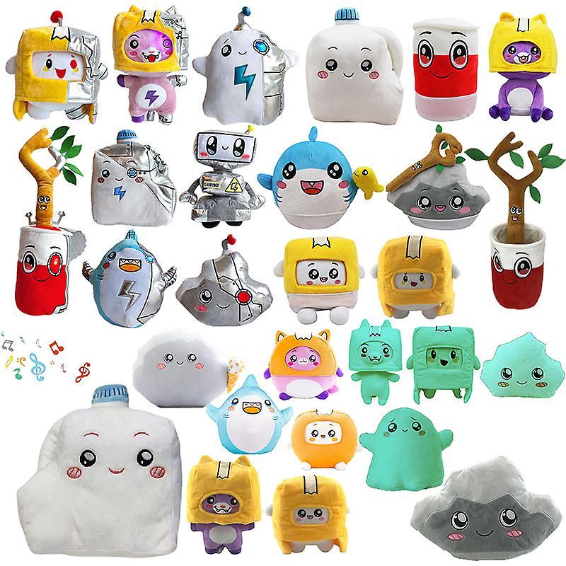 Csccv Lankybox Musical Milk Doll Shark Tree Bucket No Music Toys Glow In The Dark Ghosty Plushie Baby Boxy/foxy Robot Plushie Dolls light no music