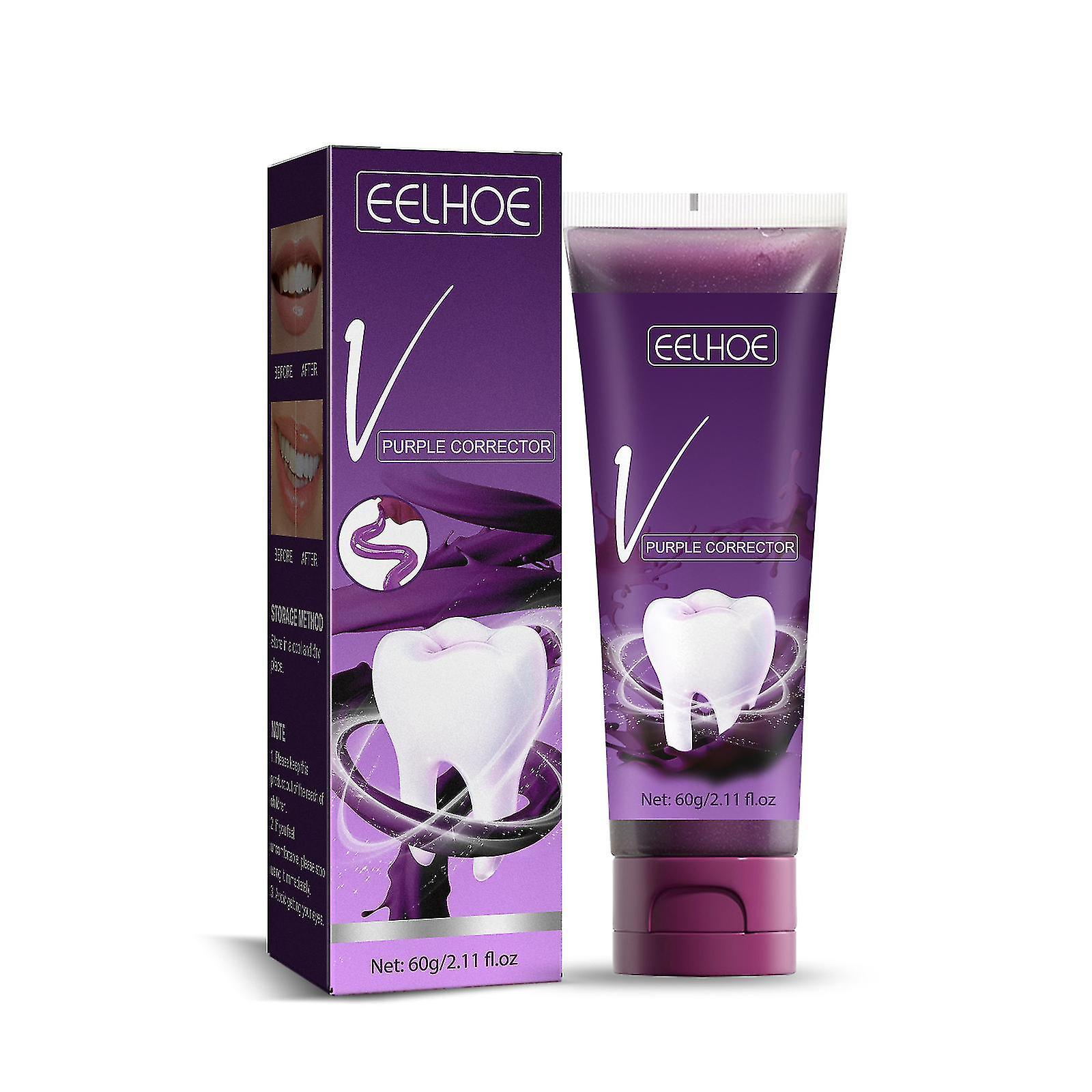 New- Eelhoe V34 Purple Tone Brightening Toothpaste To Remove Tartar Yellow Stains Dazzle White Teeth Clean Mouth Fresh style 3