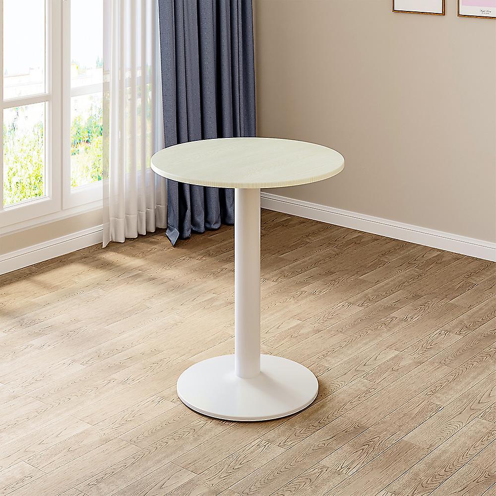 Living And Home White Round Cafe Table with Metal Base