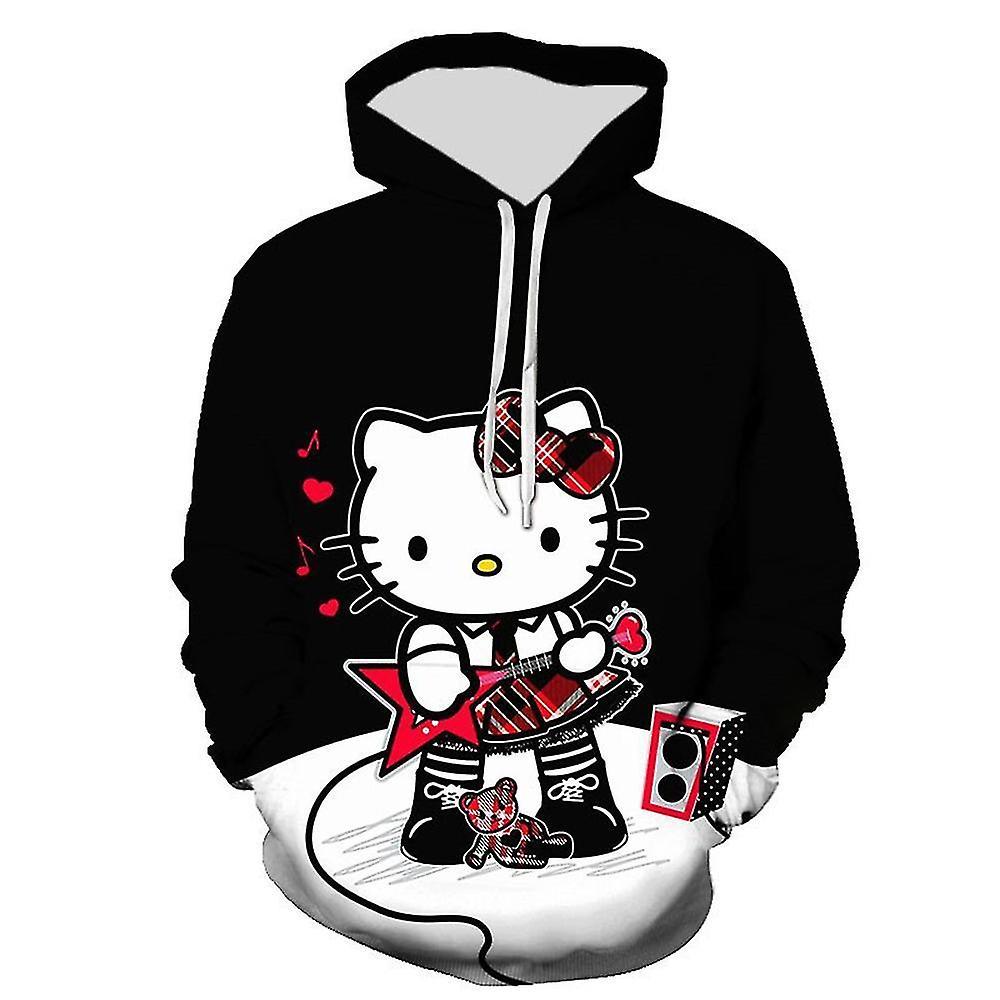 Jxlgv Hello Kitty Printed Casual Sweatshirt Hoodies Hooded Pullover Tops Gifts For 6-10 Years Kids Girls 1 8-9 Years