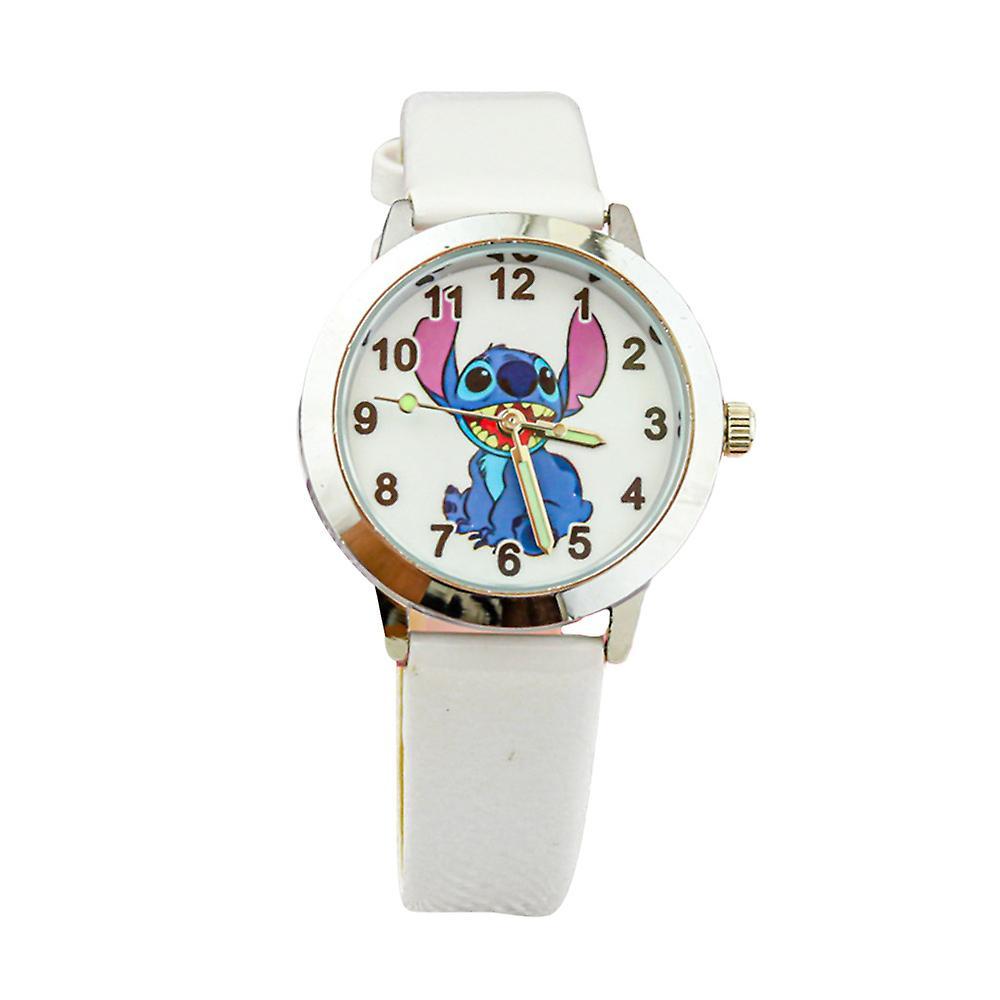 Sevenday Lilo & Stitch Cartoon Quartz Watch Luminous Glow Analogue Wrist Watches Kids Boys Girls Birthday Gift White