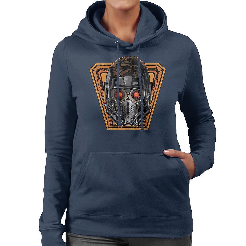 Marvel Guardians Of The Galaxy Vol 2 Star Lord Glowing Eyes Women's Hooded Sweatshirt Navy Blue Large