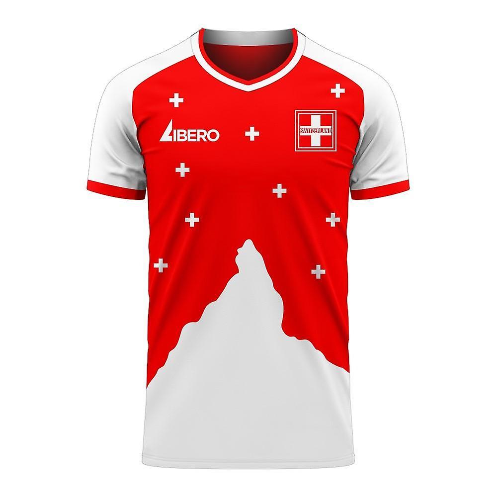 Libero Sportswear Switzerland 2024-2025 Home Concept Football Kit (Libero) - Little Boys Red XLB 7-8yrs (122-128cm)