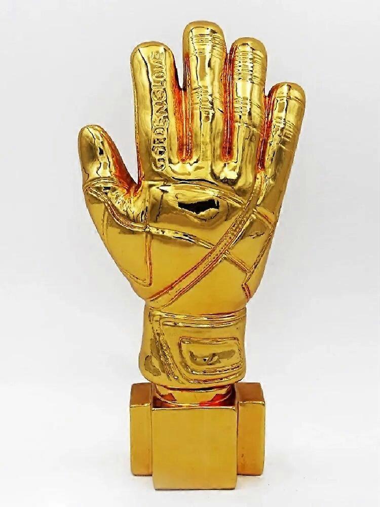 Redkid 26cm Golden Football Goalkeeper Gloves Trophy Resin Crafts Best Gold Plated Soccer Award Customizable Gift Fans League Souvenirs golden base