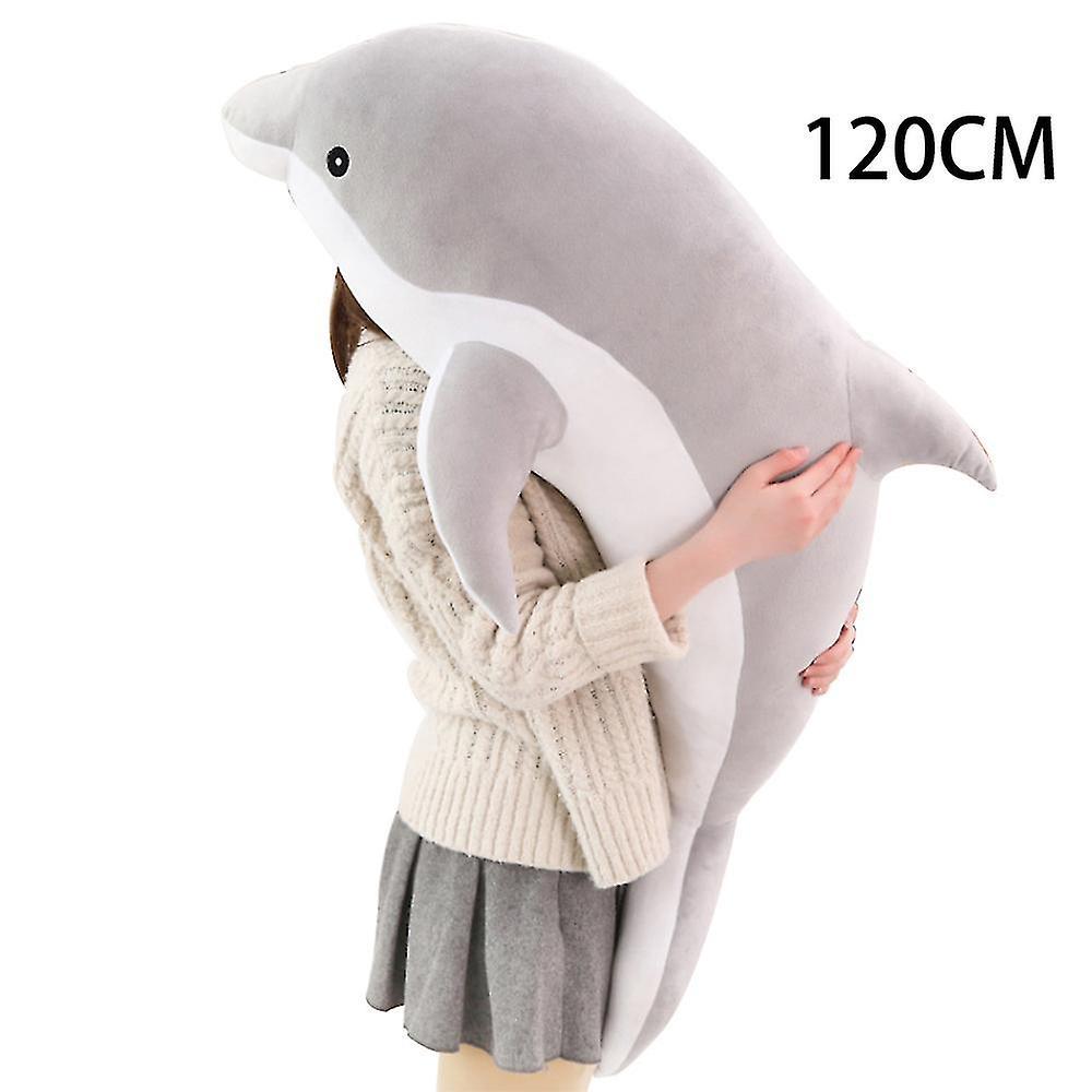 Elciaicle 2023 New Lovely Soft Dolphin Plush Toys Stuffed Dolls Animal Nap Pillow Kids Gift 30/50cm Grey 70CM