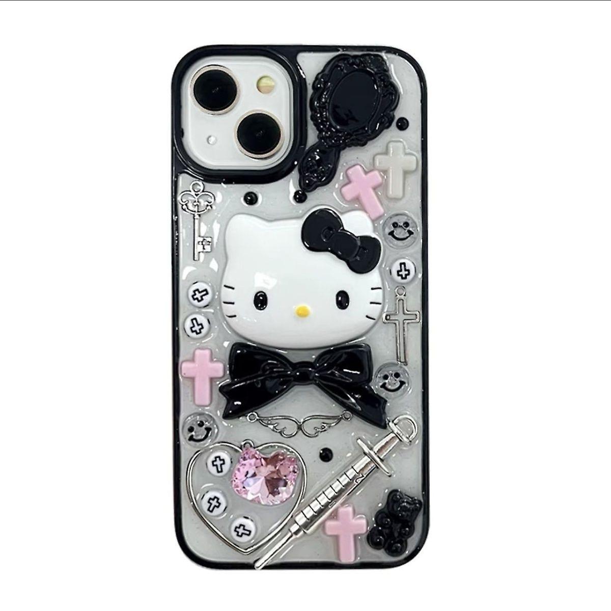 Aionyaaa Sanrio Hello Kitty Phone Case Cute Cartoon Transparent 3d Anti-fall Soft Cover Case For Iphone 14 13 12 11 Promax Xs Xr iPhone 12