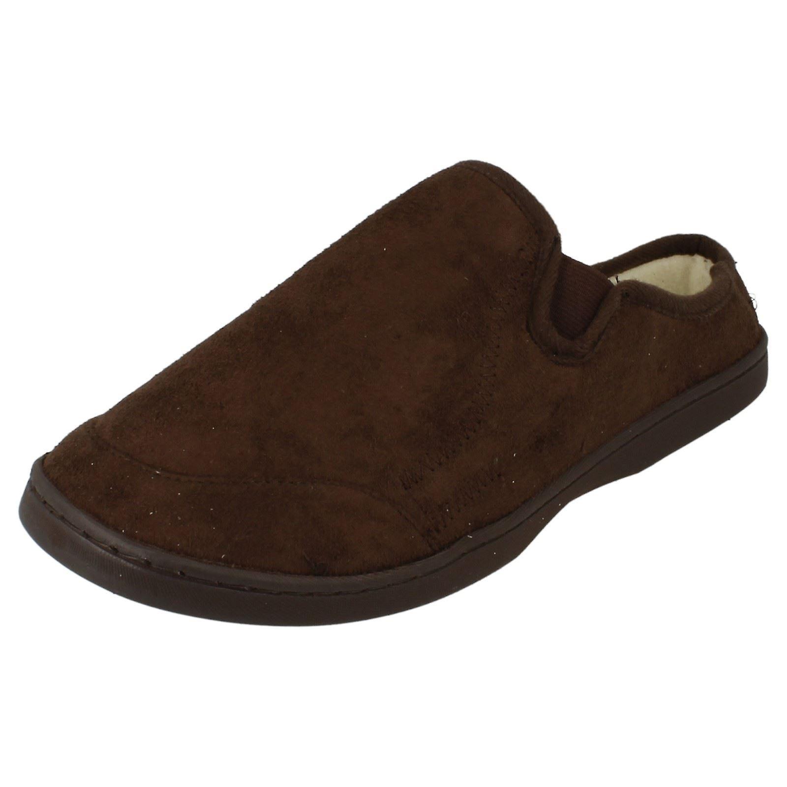 Mens Spot On Slippers 'Donald' Brown Small