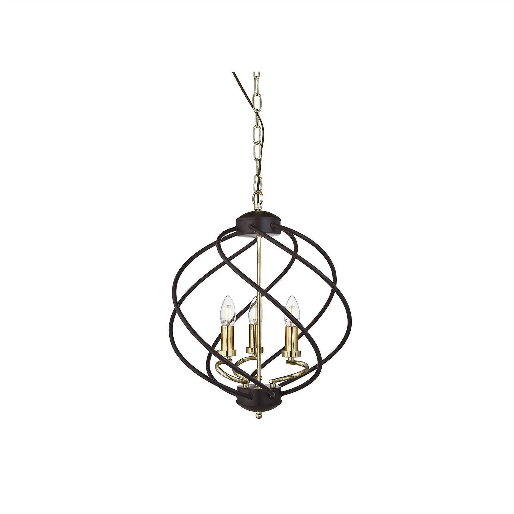 Searchlight Lighting Flow 3 Light Spherical Pendant Matt Black, Dark Bronze, E14