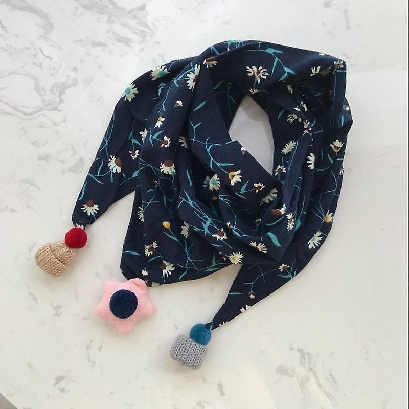 Slowmoose Baby Triangle Bib Scarves - Autumn Winter Shawl, Cotton Neck Collars Warm Kids navy flower