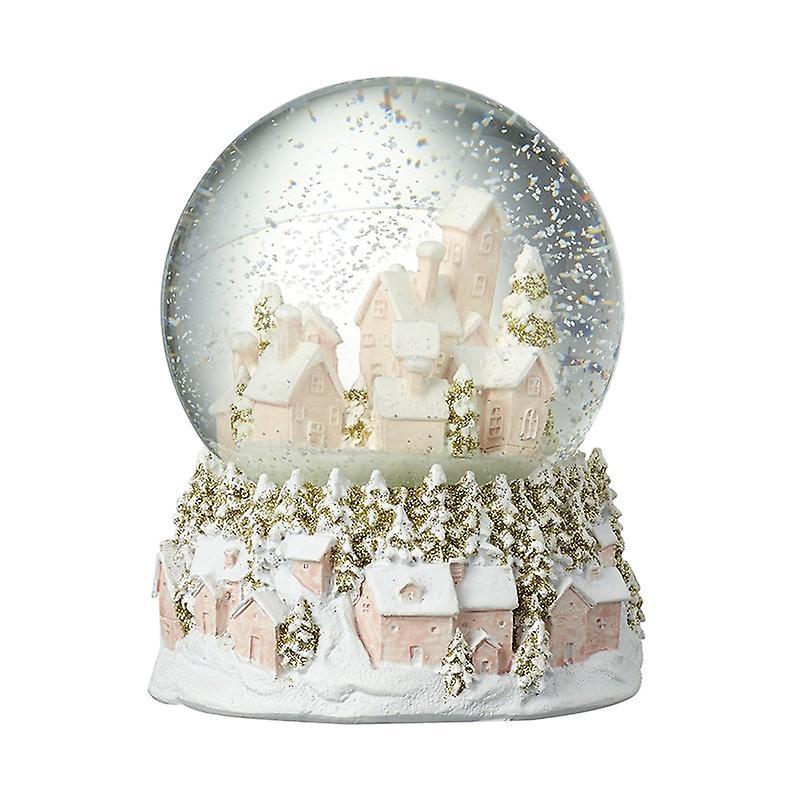 Heaven Sends Pink & Gold Musical Christmas Snow Globe