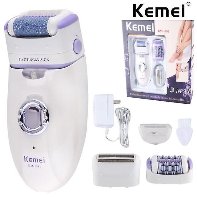 Kemei 3in1 Electric Epilator For Women Shaver Leg Body Hair Removal Facial Lady Bikini Trimmer Epilator For Face Rechargeable With box