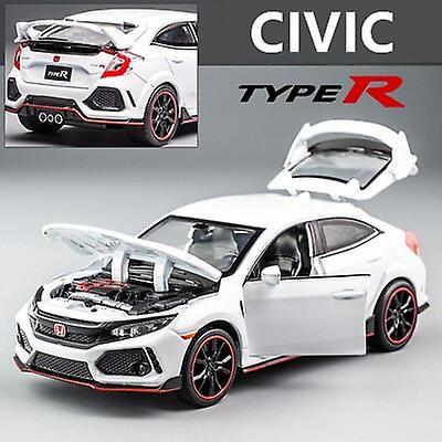 1:32 Honda Civic Type-r Alloy Car Model Diecasts & Toy Vehicles Metal Sports Car Model Sound And Light Collection Childrens Gift Toy Cars White 1