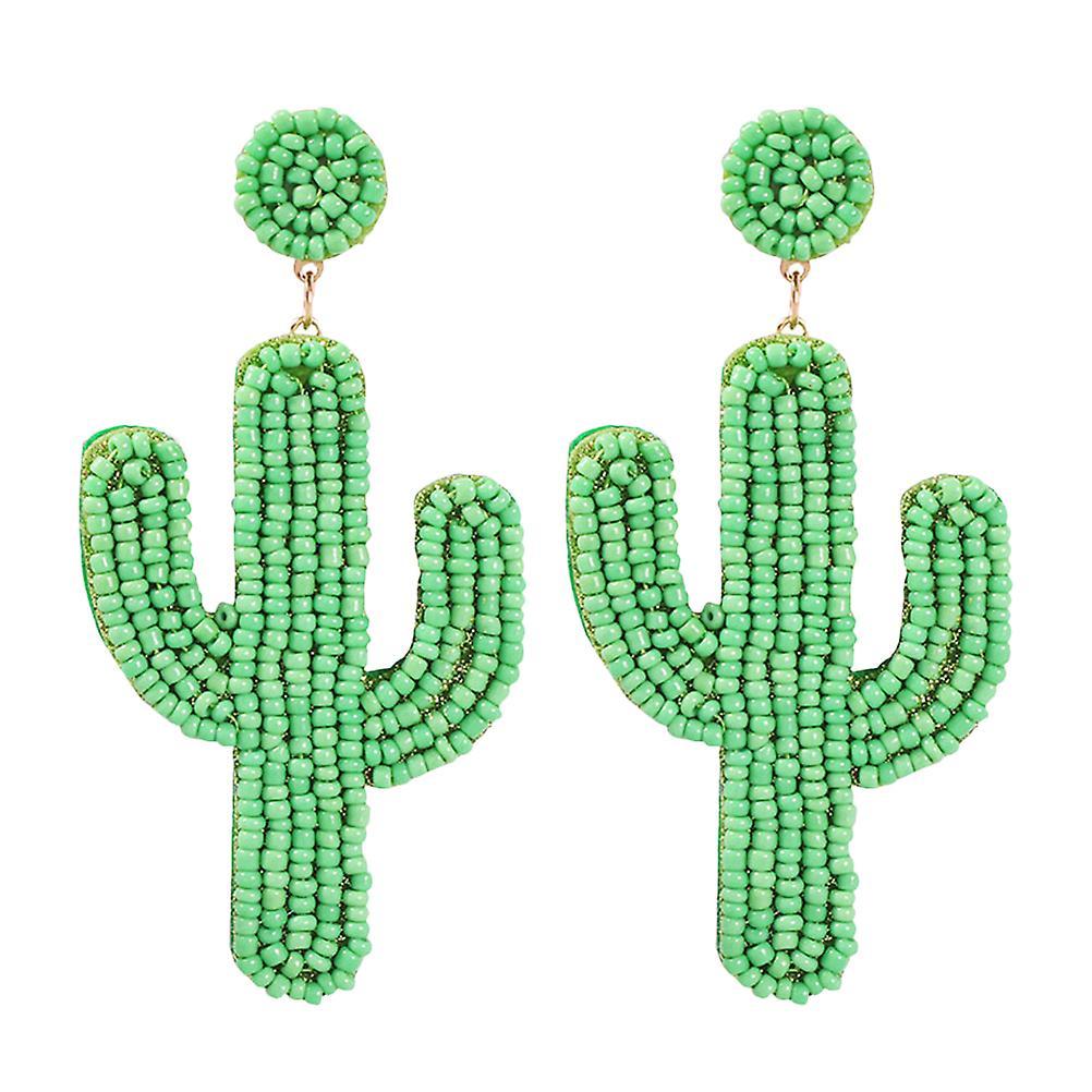 Tinksky Boho Earrings Beaded Ear Dangle Margarita Earrings Cactus Earrings Women Beaded Earrings Women Green 8.5x4.5cm