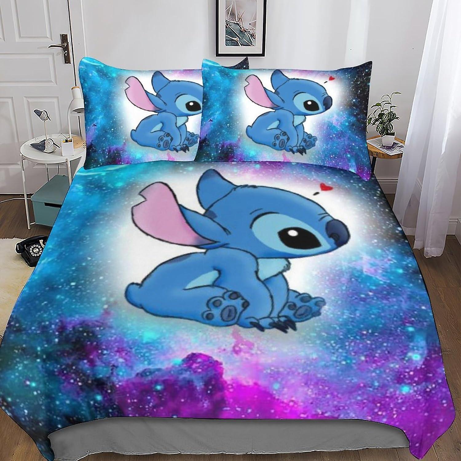 Kerota -Piece Bedding Set Duvet Cover, Printed Bedding Sets Microfiber Lilo & Stitch Duvet Cover and Pillowcase for Rooms for Double200x200cm