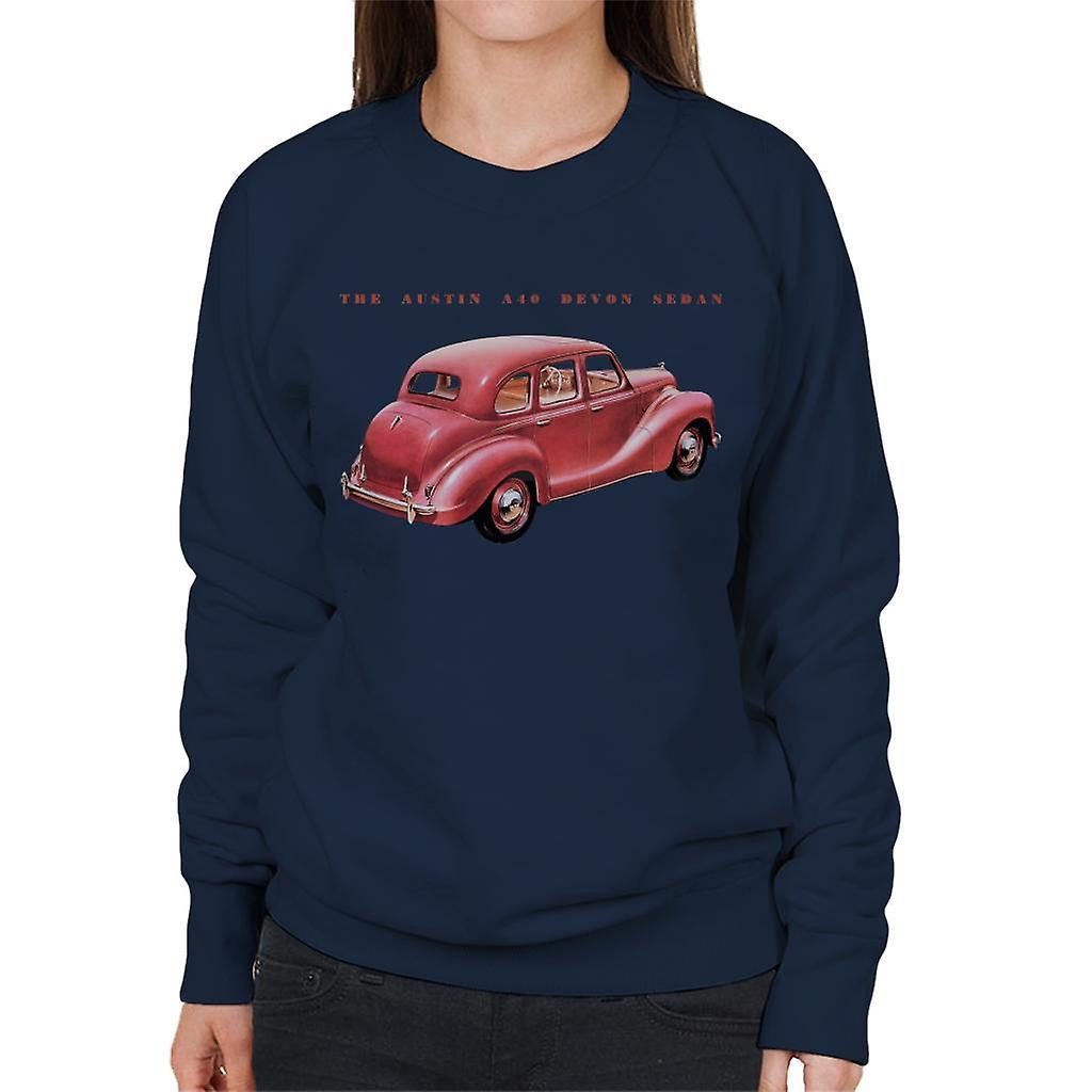 Austin A40 Devon Sedan British Motor Heritage Women's Sweatshirt Navy Blue Large