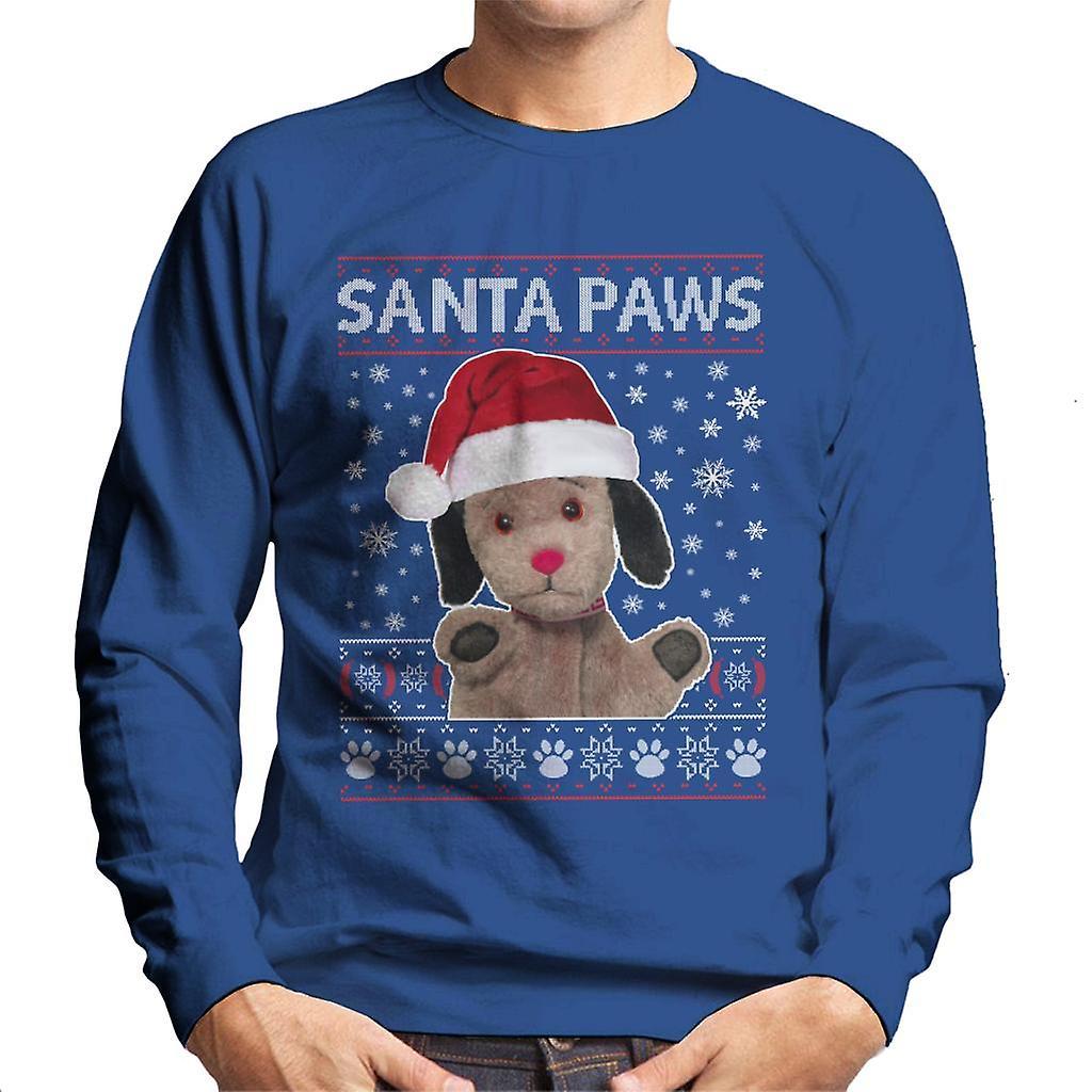 Sooty Christmas Sweep Santa Paws Men's Sweatshirt Royal Blue XX-Large