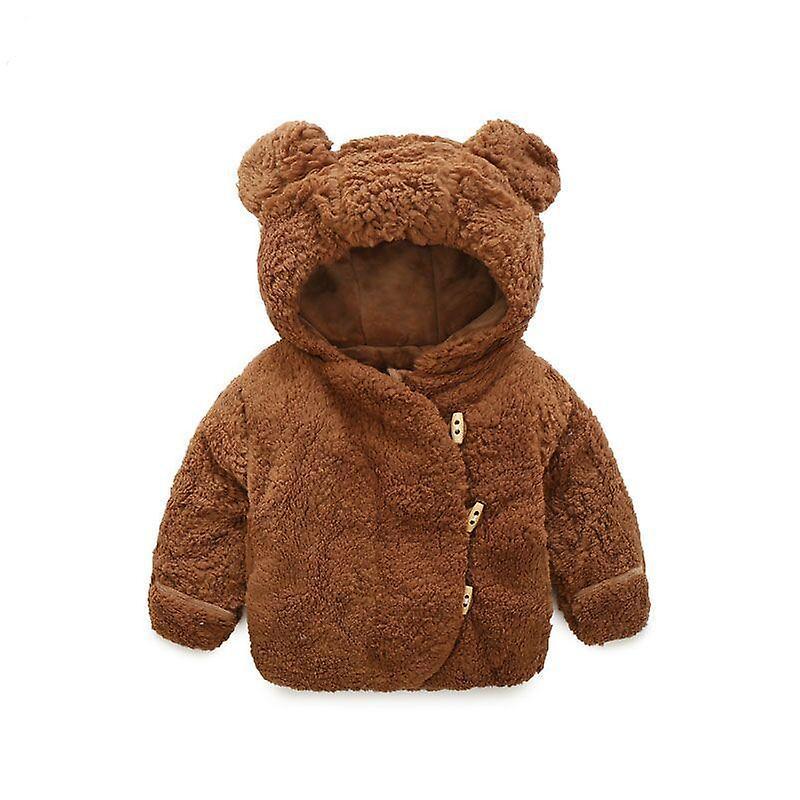 Slowmoose Winter Coat Clothes, Cute Hooded Jackets Brown 24M