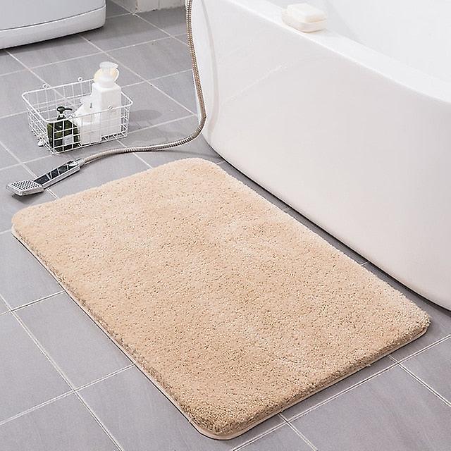 Slowmoose Super Absorbent Cotton Fiber Bath Mat - Bathroom Carpets And Rugs - Floor Mat solid beige 50x80cm