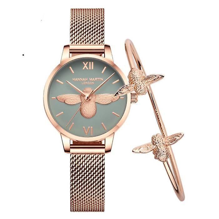 Hannah Martin Women Mesh Bee Watch & Bee Bracelet Gift Set