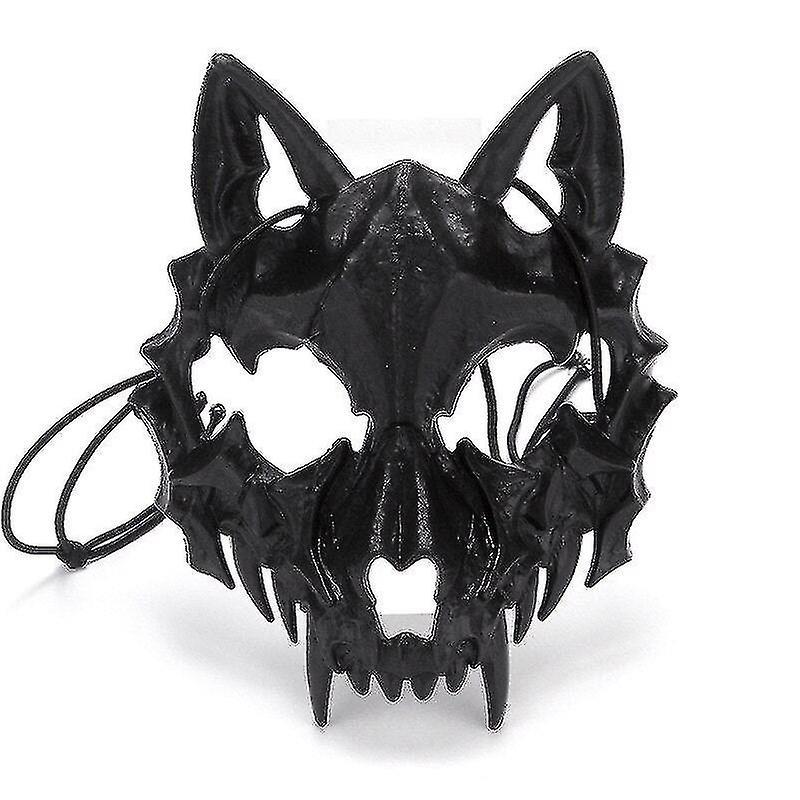 Halloween Mask Skull Party Mask Demon Werewolf Tigers Skull Half Face Cover Mask Halloween Dance Prom Cosplay Costume Mask Prop white/black 6