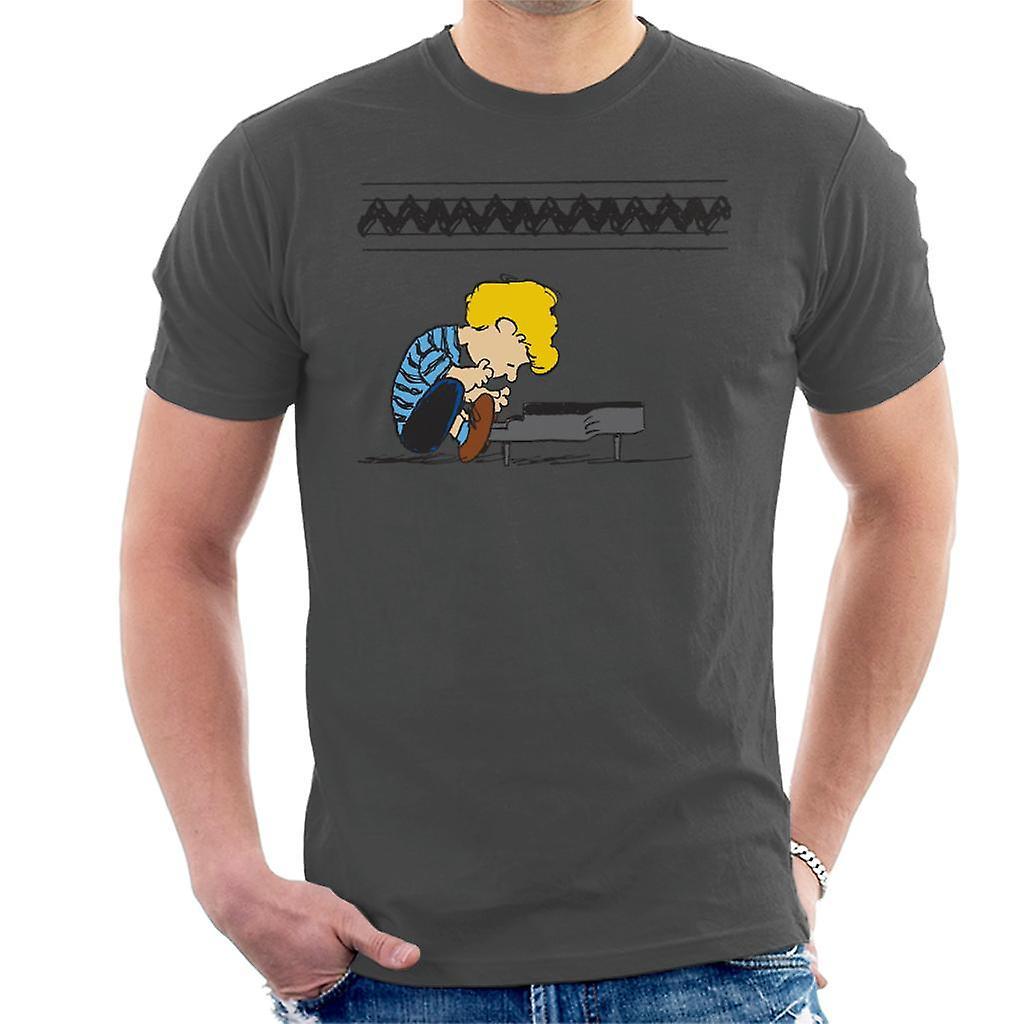 Peanuts Schroeder At The Piano Men's T-Shirt Charcoal XX-Large