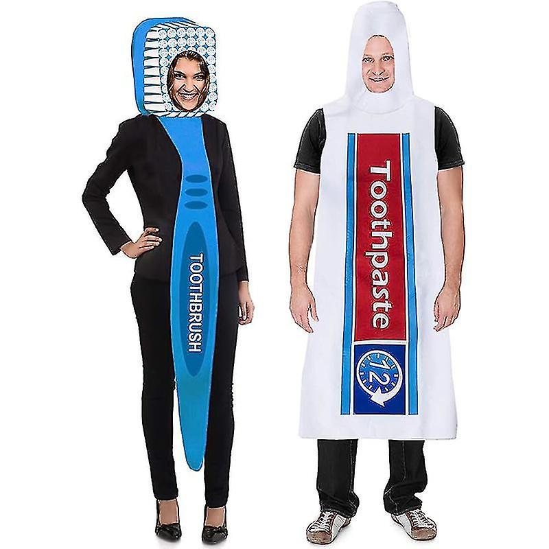 Htclv Adult Unisex Women Men Toothbrush Toothpaste Costume For Couple Halloween Fancy Dress Up Cosplay Adult Size