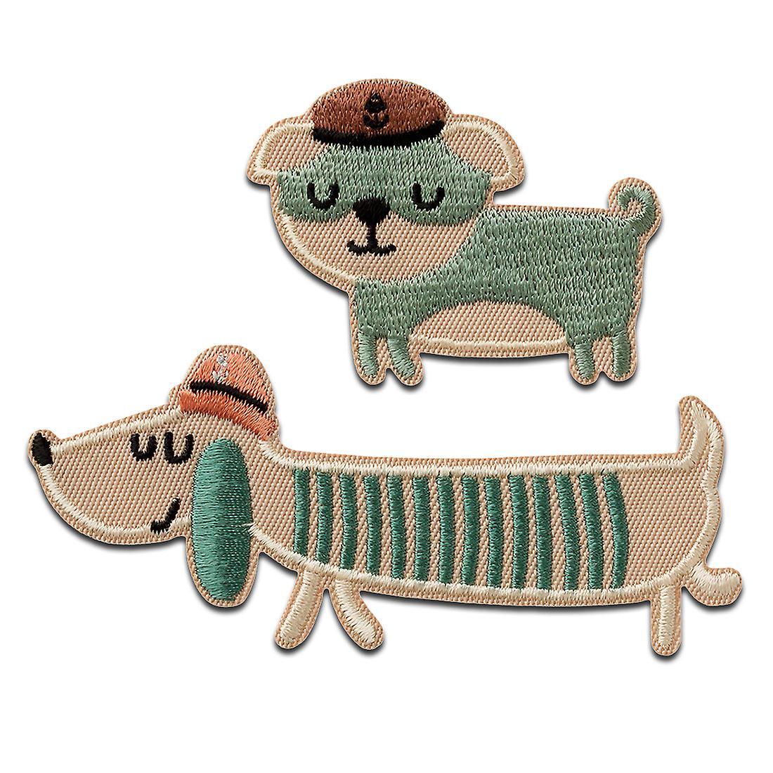 Mono-Quick Dogs Maritime 2 Piece Animal - Patch, Iron-on Patch, Iron On Patch, Size: 4 x 9.4 cm