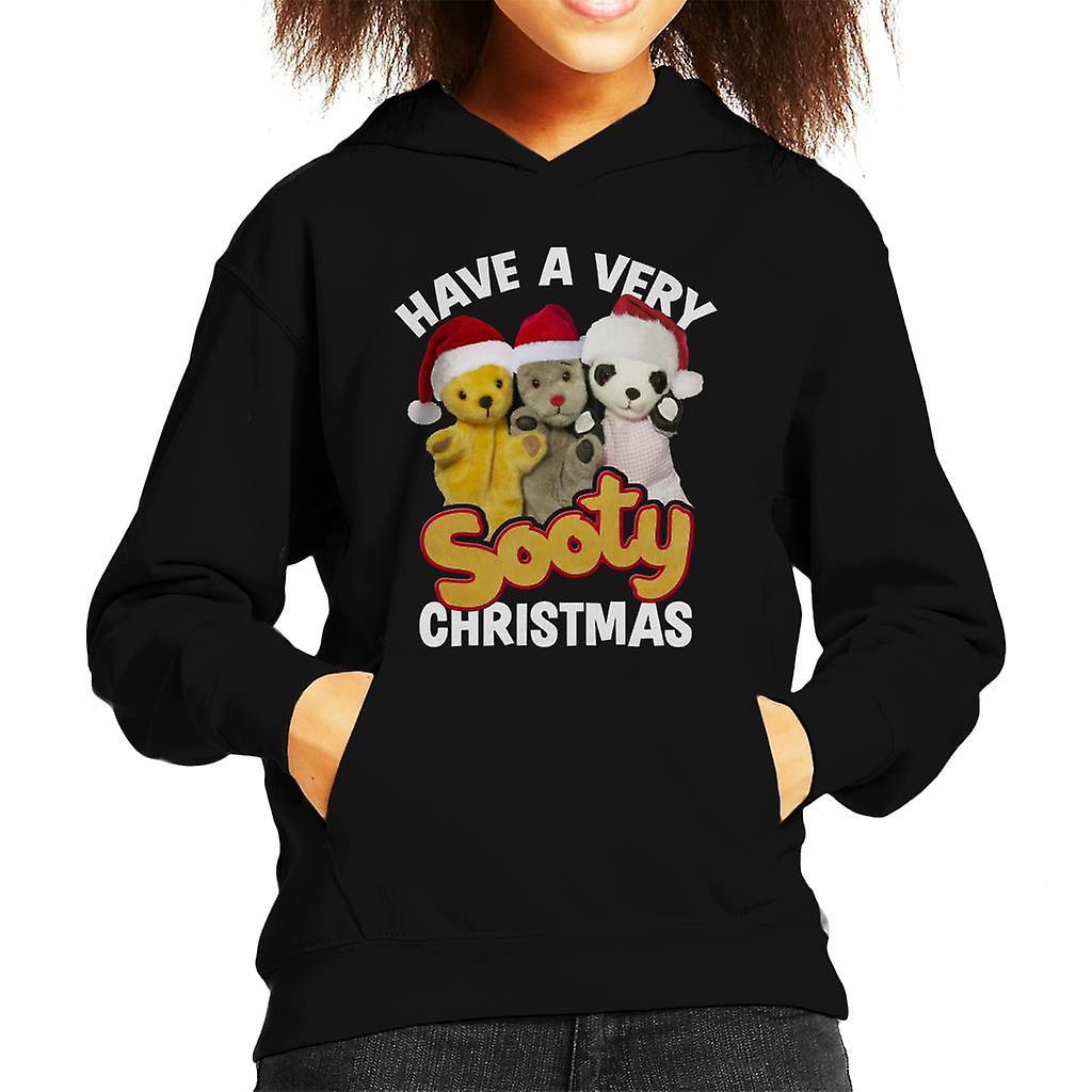 Sooty Christmas Have A Very Sooty Christmas Kid's Hooded Sweatshirt Black X-Small (3-4 yrs)